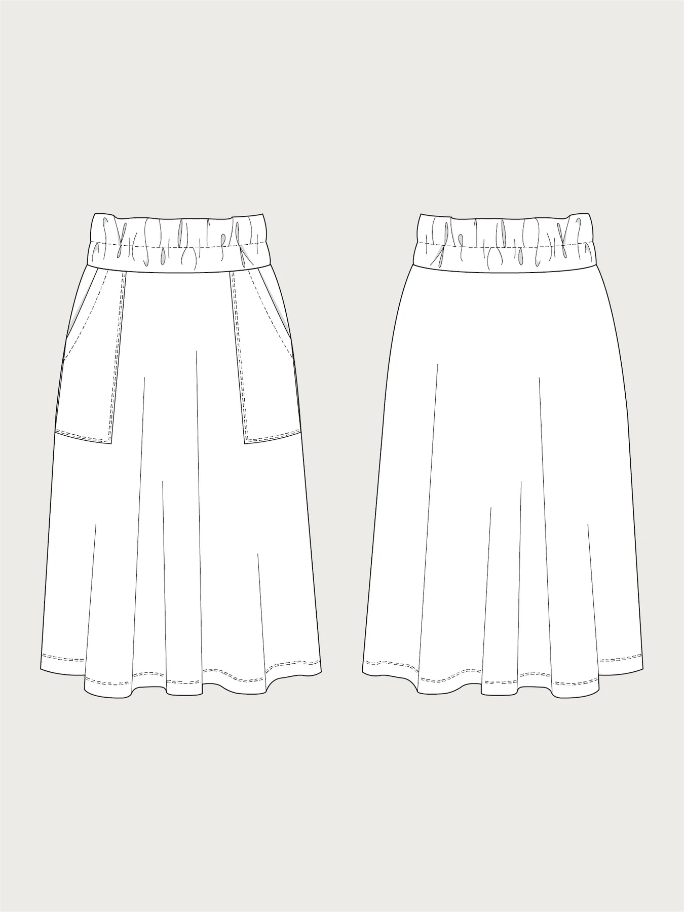 Elastic Waist Maxi Skirt