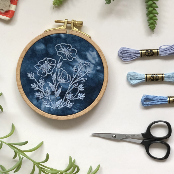 Embroidery Kit Cyanotype Florals