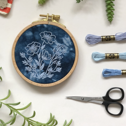 Embroidery Kit Cyanotype Florals