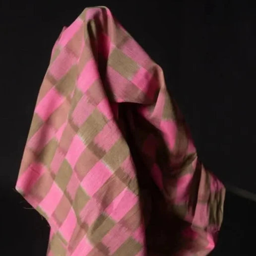 Indian Pink Ikat Indian Cotton
