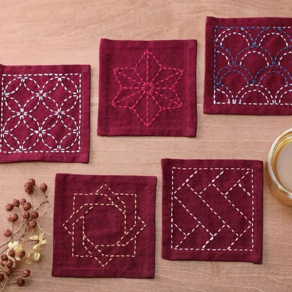 Sashiko Tsumugi Sampler Coasters