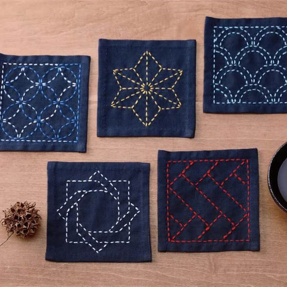 Sashiko Tsumugi Sampler Coasters
