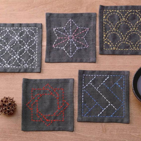 Sashiko Tsumugi Sampler Coasters