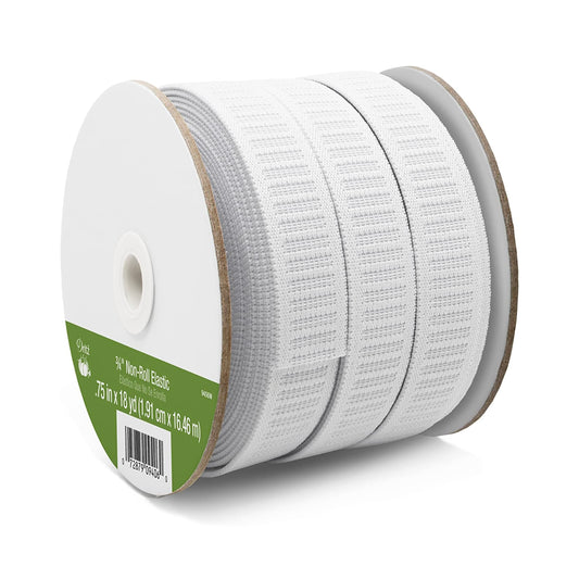 .75" Knit Non-Roll Elastic Per Yard, White