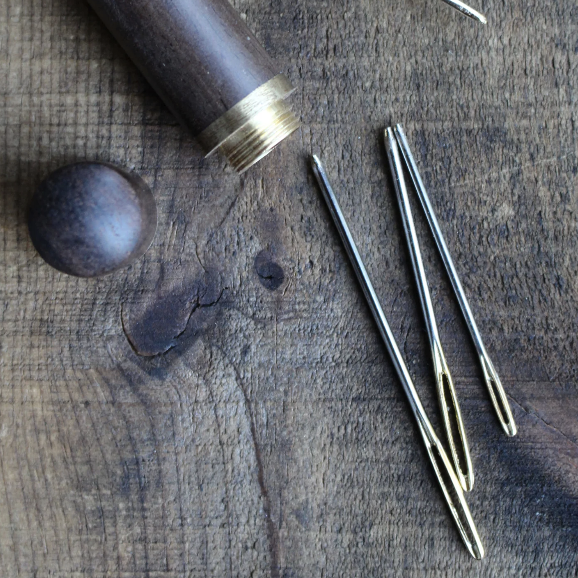 Darning Needles in Wooden Case