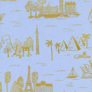 Les Fleurs City Toile Pale Blue Metallic