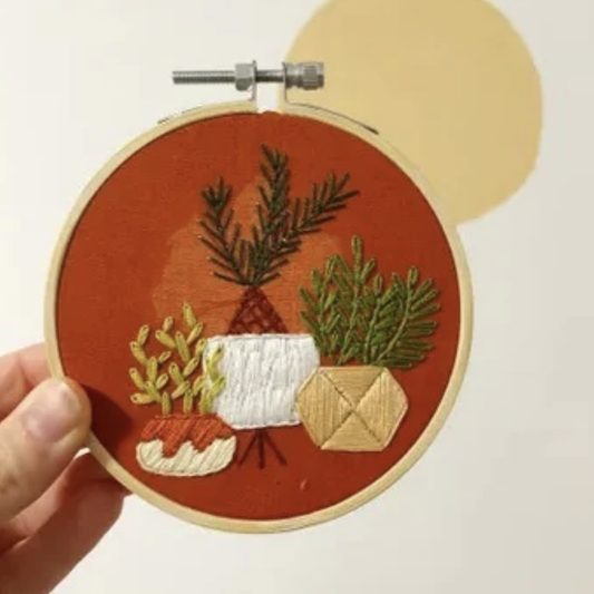 Embroidery Kit Happy Houseplant Trio
