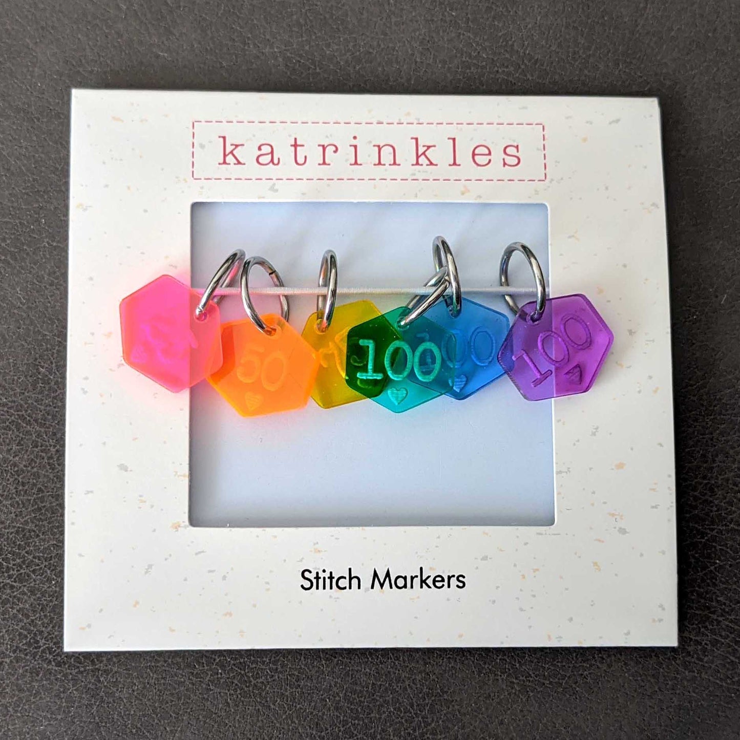 Rainbow Cast On Counting Number Stitch Marker Set