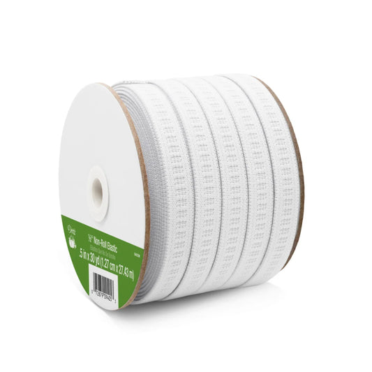 .5" Non-Roll Elastic Per Yard, White