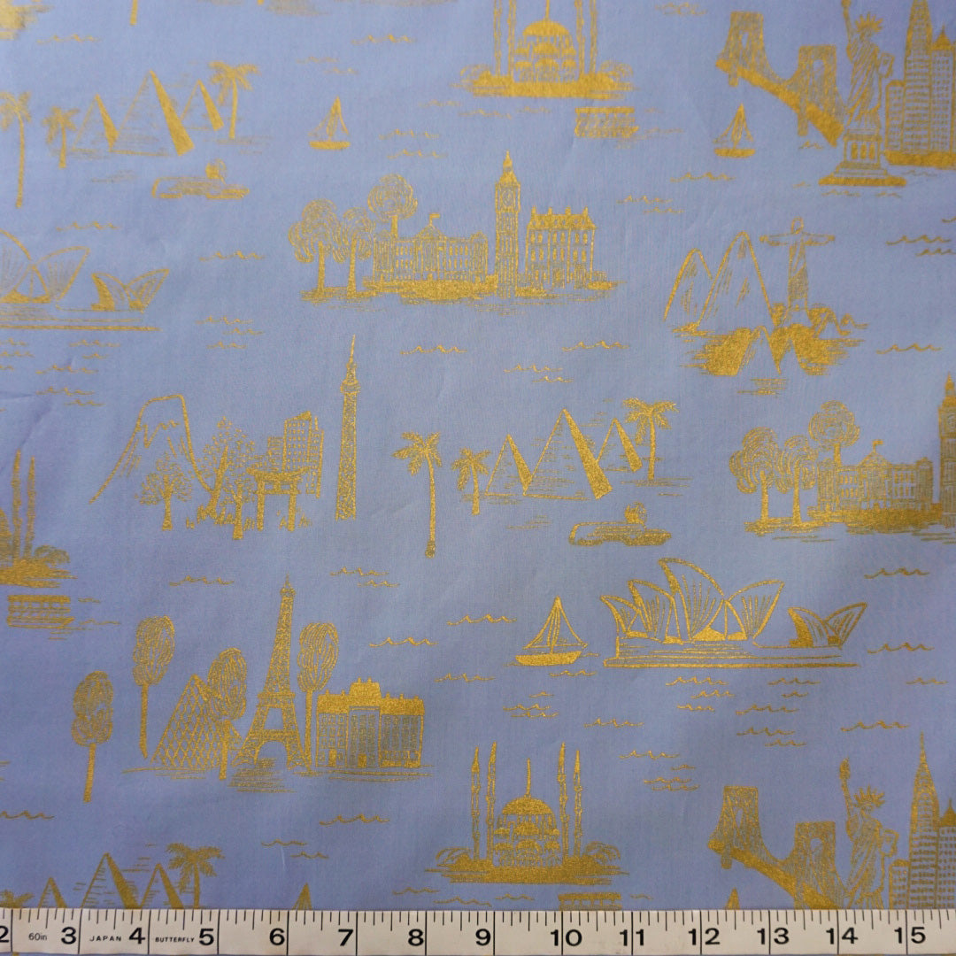 Les Fleurs City Toile Pale Blue Metallic