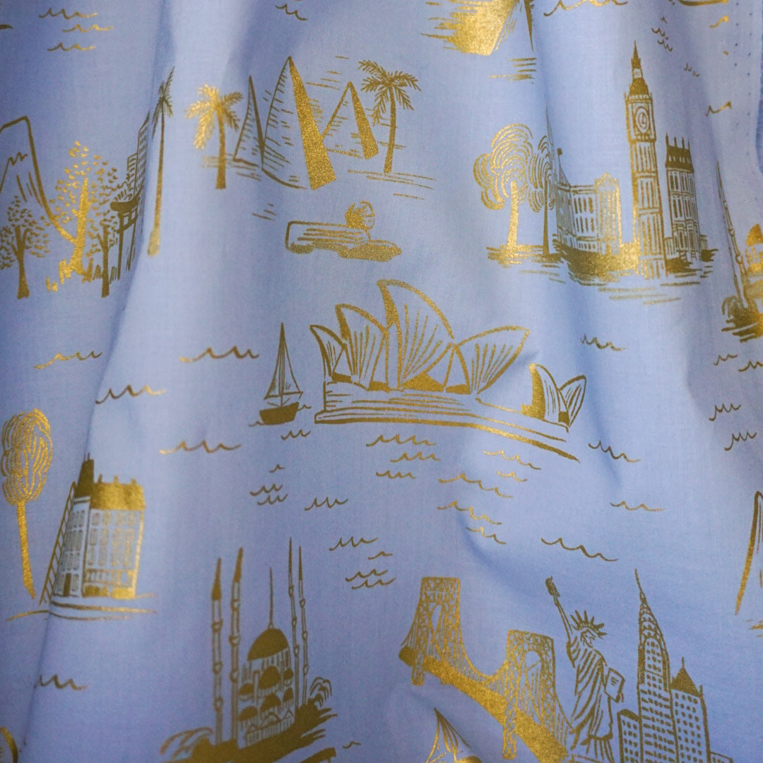 Les Fleurs City Toile Pale Blue Metallic