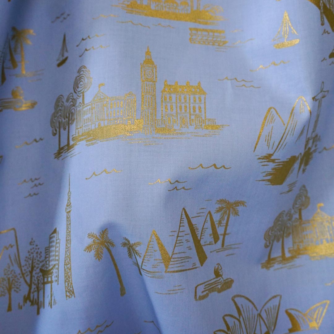 Les Fleurs City Toile Pale Blue Metallic