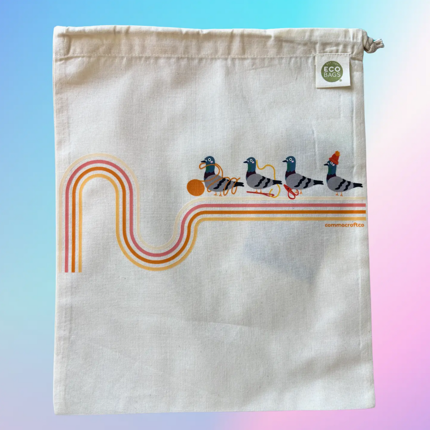 Drawstring Project Bag Pigeon Makes a Hat