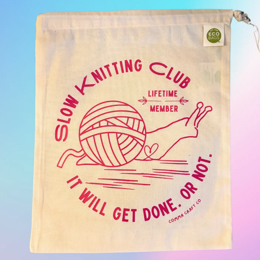 Drawstring Project Bag Slow Knitting Club Pink
