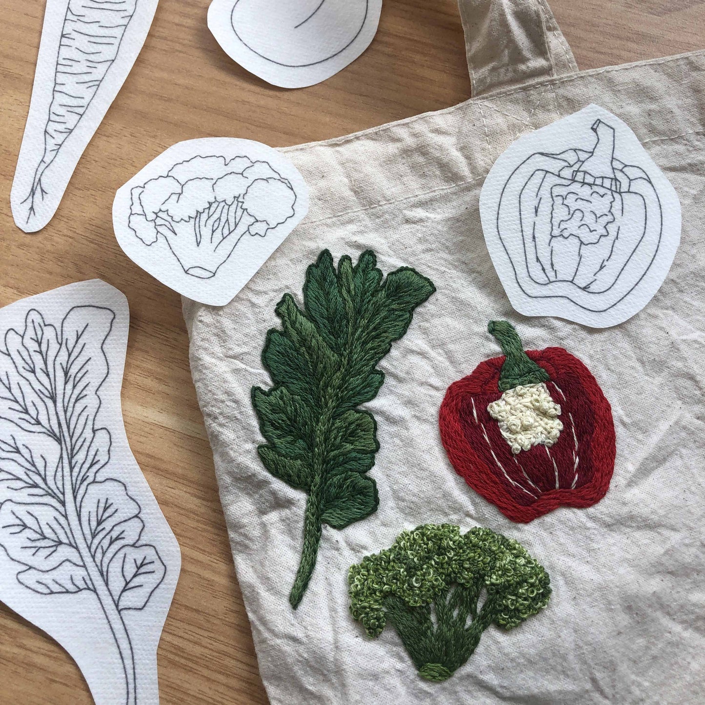 Upcycle Your Tote Bag with Veggie Embroidery 5/9/25 from 6pm to 8pm