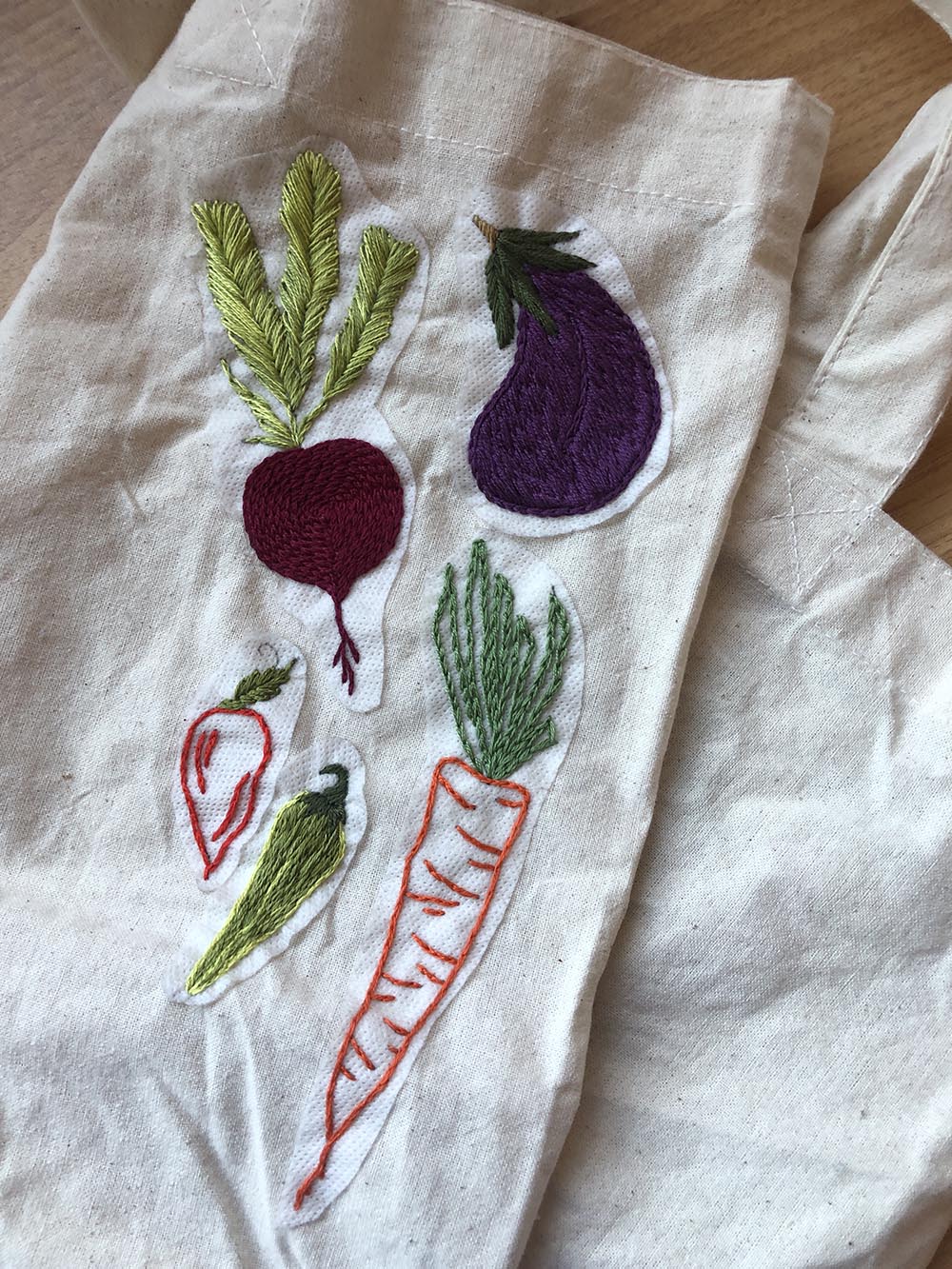 Upcycle Your Tote Bag with Veggie Embroidery 5/9/25 from 6pm to 8pm