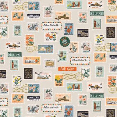 Bon Voyage Postage Stamps Flax Metallic